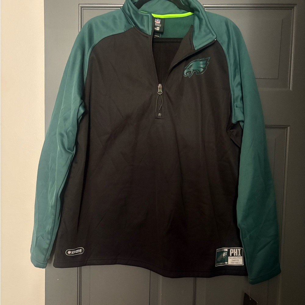 New Era Authentic Philadelphia Eagles Black and Green Men's Lightweight Jacket